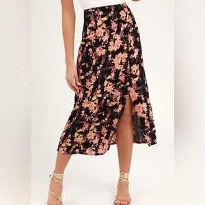 Free People Retro Love Floral Print Midi Skirt